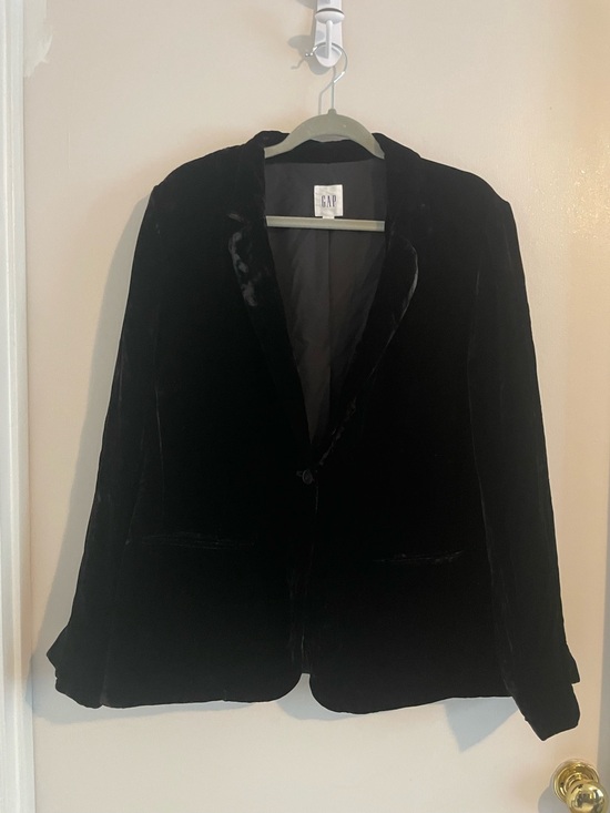 GAP Jackets & Blazers - GAP Black Silk Velvet One Button Blazer Sz 16 (292)